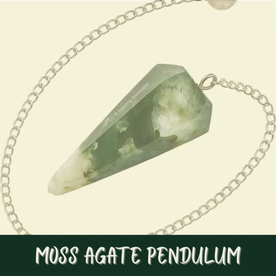 March Toolbelt for Life Product Pick - Moss Agate Pendulum